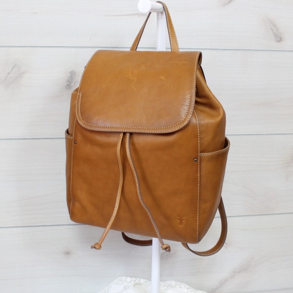 Frye Handbags - Frye Tan Leather Olivia Drawstring Backpack